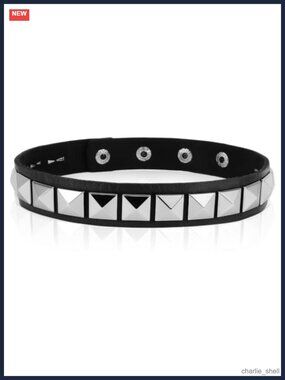 Punk Choker Necklace PU Leather Alloy Adjustable Goth Jewelry